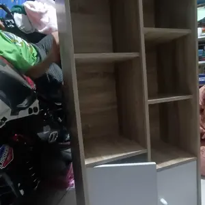 Lemari Rak Buku 7 Susun pintu Putih Kayu Partikel Board Rak Buku Serbaguna