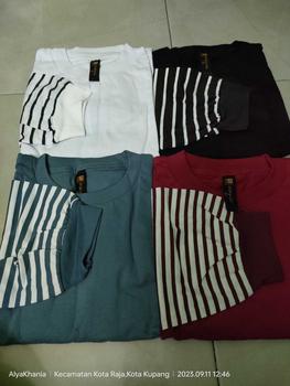 Product Review of QR PROJECT ID - KAOS POLOS OVERSIZE LENGAN PANJANG STRIPE SALUR WITH SLIT from A**a P**✨ 1