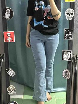 Product Review of quần jeans loe gấu to dài mẫu trơn cạp cao cho nữ from Q**h 1
