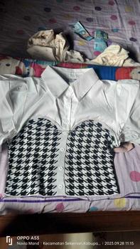 Product Review of Suzan Blouse Kemeja Mix Cotton Knit - Rajut Korea Style Atasan Wanita TM 70135 from n**m 0