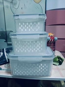 Product Review of Live-กล่องถนอมอาหารในตู้เย็น มีกระชอนแบบถอดได้และมีฝาปิด จัดระเบียบตู้เย็น พิเศษสำหรับเก็บผักผลไม้และเนื้อสัตว์ คงความสดใหม่ของอาหาร from N**s 1