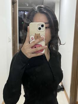 Product Review of Áo thun dài tay xẻ cúc chất thun gân Hàn dày mịn co giãn lót cotton Coolme Nữ Top from G**o 0