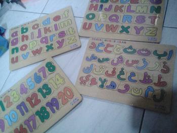 Product Review of Mainan Edukasi Anak Paket Puzzle Kayu Isi 4 Huruf Hijaiyah Arab Huruf Besar Kecil Angka 0-20 from N**l U**z 0