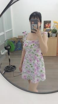 Product Review of Set đầm ngắn cánh tiên cột nơ, có mút. Dáng trên gối (kèm quần) from H**4 1