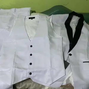 Setelan Jas Celana & Rompi Pria - Slim Fit - Tuxedo Putih- Peaky Premium Series - Goldy