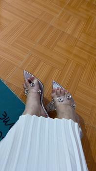 Product Review of Chị Đẹp Store - Guốc cao gót mũi nhọn quai trong Mika Đính Đá gót ly Pha lê 7-9 phân - U93 Shoes Nữ from C** L**8 0