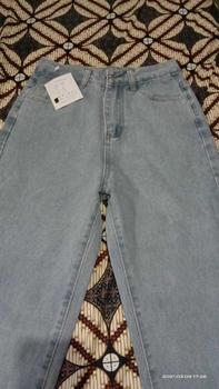 Product Review of New Biru muda kulot longgar high waist celana jeans panjang wanita（GOOD LUCK）（realpict） from l**y 0