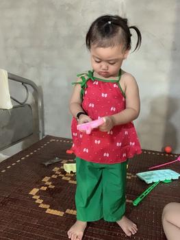 Product Review of (7-12kg) Bộ áo yếm gấm đính nơ, quần dài lụa cho bé gái dưới 3 tuổi from 🅱**ሆ 0