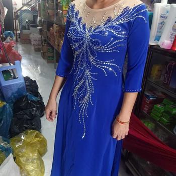 Product Review of Bộ áo dài bà sui chất liệu lụa Mỹ đính kết hạt thủ công sang trọng Trơn Thông thường Váy chữ A Thông thường Nữ Khuy Kim Tuyến Dress Women from u**3 2