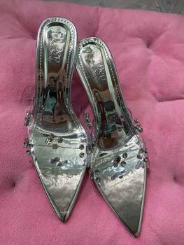 Product Review of Chị Đẹp Store - Guốc cao gót mũi nhọn quai trong Mika Đính Đá gót ly Pha lê 7-9 phân - U93 Shoes Nữ from C** H**h N** 1