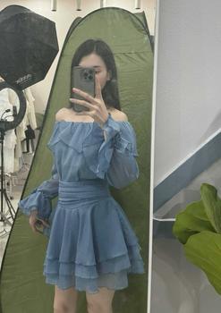 Product Review of Váy Dự Tiệc Trễ Vai Tay Đính Hoa Phối Chân Váy Xòe 3 Tầng Cira Boutique D0939 - Voan Tơ - Size S/M/L - Be/Xanh/Đen - Nữ - Dress, Women Tre váy  tiệc from K**m 1