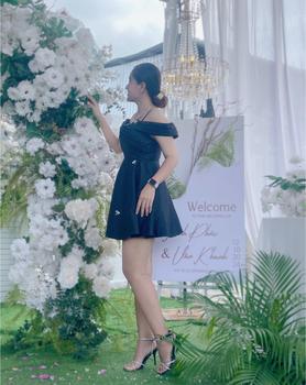 Product Review of Đầm tafta phối nơ đá 2 dây trễ vai nhấn eo dáng xòe cho nữ - Women Dress Voi from M**h V** D**r 0