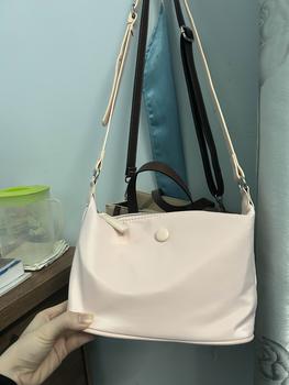 Product Review of Túi xách nữ vải dù quai da đeo vai và đeo chéo 8649 ( không kèm móc khoá ) Kem Bag from L**y 0