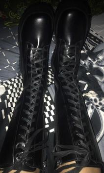 Product Review of PINKEY P052 Sepatu Boots Wanita Sepatu Martin Tinggi Sebetis Shoes from h**i 1