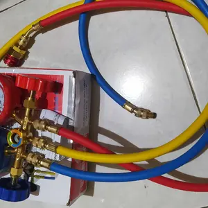 testing double manifold double r22 pengisian ac mobil 220 / 500 / 800  psi KUALITAS TINGGI alat pengukur tekanan pengisian tambah freon ac mobil