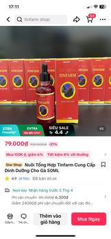 Product Review of Nuôi Tổng Hợp Tinfarm Cung Cấp Dinh Dưỡng Cho Gà 50ML from H**😗 0