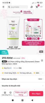 Product Review of (Quà tặng 1 Nước tẩy trang 30ml)Kem chống nắng thuần vật lý cho da nhạy cảm Dr.G Green Mild Up Sun+ SPF50+ PA++++ 50ml from 亗**᭄ 1