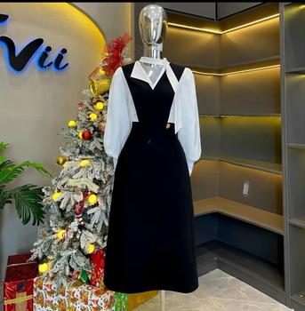 Product Review of Váy Thiết Kế Evii E72 dành cho nữ Đầm thiết kể cổ bẻ bất đối xứng dây nơ may liền dài tay (tặng kèm tag cài) dáng A dài phù hợp đi làm đi chơi và đi dự tiệc Có Bigsize Dress Women from P**g U**n 0