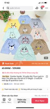 Product Review of Combo 5quần, 10 quần Đùi Thun Lạnh in Hình Thú phía sau cho bé từ 3-15kg(0- 3 tuổi)Trẻ mới tập đi quanthun lanh from N**💃 0