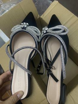 Product Review of Giày nơ xoàn vip 2p HALEY STORE đế bệt nơ đính xoàn mũi nhọn dây xoàn tiểu thư tiệc cưới bền đẹp đi học đi chơi đi làm êm chân from M** S**i 🇻** 2