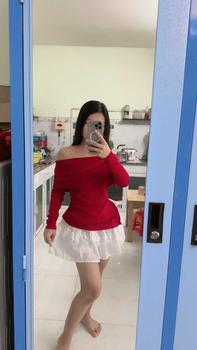Product Review of Sét đồ nữ 2 món áp chất thun nhũ phối viền ren kèm chân váy nhung xinh xắn from D**g x**2 2