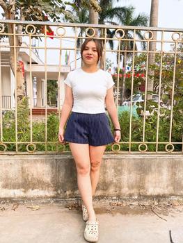 Product Review of Quần short nữ BIGSIZE Banamo quần sooc kẻ sọc cạp cao tone dáng phong cách trẻ trung Hàn Quốc 9002 from T**h 2