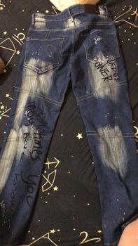 Product Review of Quần Jean Nam, Dáng Ôm, Thiết Kế Bàn Chân May Vá, Phong Cách Cá Tính, Quần Thời Trang Đường Phố, Chất Liệu Denim, In Rách, Họa Tiết Graffiti, Hàng Mới Về from u**4 2