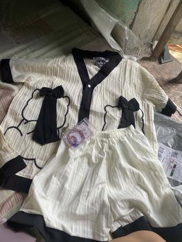 Product Review of Bộ gấu IN tay ngắn quần đùi (lẻ 1 bộ) chất vải đũi gân mùa hè size 40-60kg from M**🦋 0