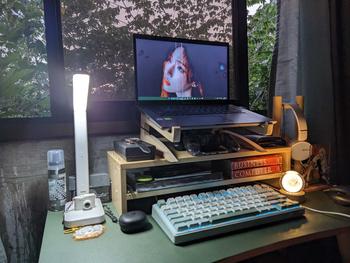 Product Review of LED desk lamp WHITE LAMP USB study lamp dimming desk lamp rechargeable foldable mobile phone holder from M**A 3