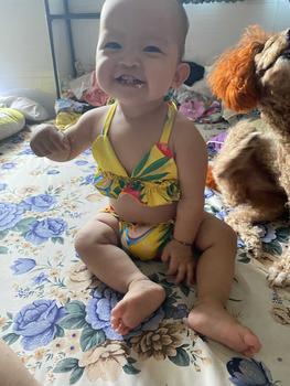 Product Review of (S182) Sét bikini hoạ tiết dâu tây đỏ+dứa vàng dễ thương cho bé gái 5-18kg from ☘**️ 0