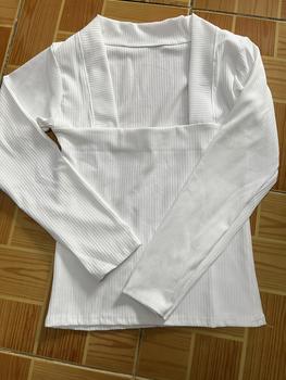 Product Review of Áo Thun Cổ Vuông Dài Tay,Tay Ngắn Hơn Hình Xíu Chất thun gân mềm Q20 Nhung Nữ Top Women Voi from H**a 0