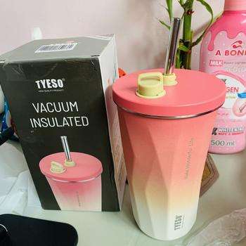Product Review of TYESO Wonderful 600ML Vacuum Insulated Coffee Mug Tumbler with Retractable Straw Stainless Steel Water Bottle Drinkware Flasks Portable Bottled from A** P**a 1