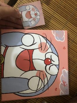 Product Review of Tranh tô màu theo số hoạt hình Doreamon kích cỡ 20x20cm đã căng sẵn khung, Mua 1 tranh Tặng 1 kệ để tranh, 1 màu bóng, màu tô, cọ vẽ, móc treo tranh, mua 3 tranh tặng 1 tranh, tặng 4 kệ gỗ, 4 màu bóng from H** H**g D**g H**g ** 1