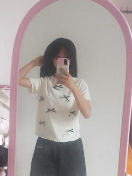 Product Review of Áo thun nữ baby tee đính nơ sang chảnh hottrend 2024 new best seller vải thun tăm co dãn bốn chiều dày dặn. Top from H**m 2