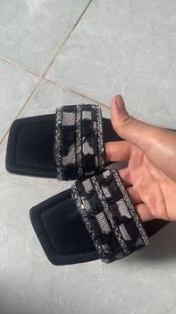 Product Review of Dulcie Dép Lê Nữ Quai Ngang Phối Đá Vải CARO Phong Cách Bụi, Chống Trơn Trượt DéP Jean from 🎀**🎀 0