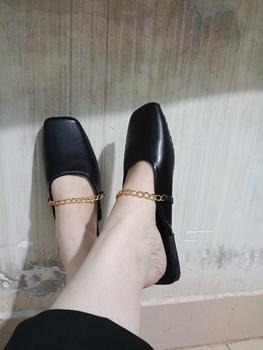 Product Review of (Form ngắn tăng size) Giày nữ sục bệt mũi vuông gót vuông trang trí xích vàng  thời trang Nguyễn Gia N139 Shoes DéP from 𝙷**🌾 3