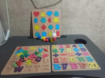 Product Review of 3 in 1 ABC Alphabet Digital Puzzle Wooden Toys Kid Number Letter shape Matching Jigsaw Board 20*20cm #SL from C**t M**o 3