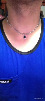 Product Review of Sea Blue Square Pendant Lucky Chain Small Cuban Chain Necklace from V**e 2