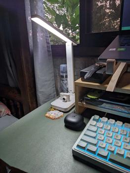Product Review of LED desk lamp WHITE LAMP USB study lamp dimming desk lamp rechargeable foldable mobile phone holder from M**A 1