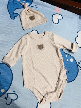 Product Review of [Kèm mũ] Bodysuit dài tay cho bé Đính Gấu, body dài tay cho bé gái bé trai chất Tăm gân mẫu quần áo sơ sinh 0-12M Jumpsuit Kem from P**n T**o 🖤** 2
