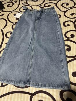 Product Review of Rok denim split gaya Korea rok a-line wanita berpinggang tinggi sedang untuk menutupi rok pinggul selangkangan from S** 0