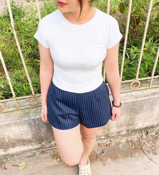 Product Review of Quần short nữ BIGSIZE Banamo quần sooc kẻ sọc cạp cao tone dáng phong cách trẻ trung Hàn Quốc 9002 from T**h 1