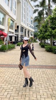 Product Review of MAIA - ACT75 Áo croptop dài tay kiểu voan lưới phối thun lụa có mút sẵn sang chảnh from t**9 1