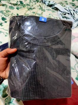 Product Review of Round Neck Waffle Knitted T-Shirt Up to Plus Size for Men from 💚**💚 1