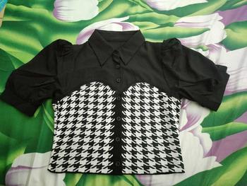 Product Review of Suzan Blouse Kemeja Mix Cotton Knit - Rajut Korea Style Atasan Wanita TM 70135 from D**a 1