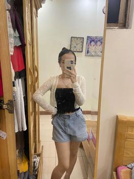 Product Review of Áo khoác cardigan croptop dài tay nữ vải len lưới hoa xuyên thấu khoác áo kiểu đầm hở sang chảnh G649 Nhung Women Ren Viền Ren Màu Đen Voi from N**n 1