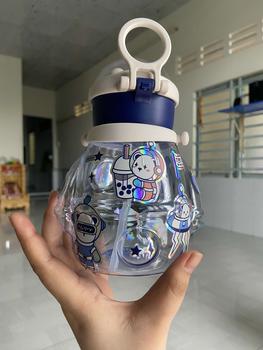 Product Review of Bình uống nước phi hành gia 700ml hottrend, cốc uống nước cao cấp có nắp mở kèm ống hút silicon an toàn from 𝐇**i 𝐓**n 0