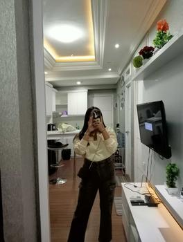 Product Review of JUST LIKE THAT SWEATER CROOPE - SWEATER CROP WANITA KERAH KANCING baju bandung Fit Fleece from d**_ 0