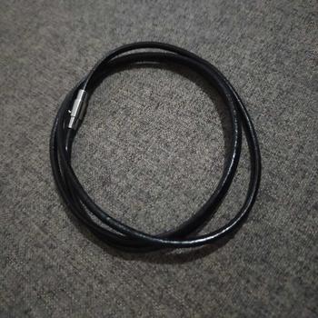 Product Review of Kalung Pria Wanita Anak Tali Kulit Asli Genuine Leather Necklace Titanium Hitam Blac from g**a 0