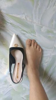 Product Review of Giày cao gót đẹp 8p, giày nữ quai hậu mũi nhọn khoá hoa da nỉ nhung siêu bền đẹp DéP Shoes from N** J**o 2